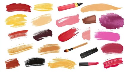 Vibrant Lipstick  Makeup Swatches Color Palette.