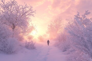 Winter wonderland sunrise path