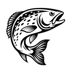 Black Silhouette Young Woman with Arms Raised, Jumping with Splatter, on White