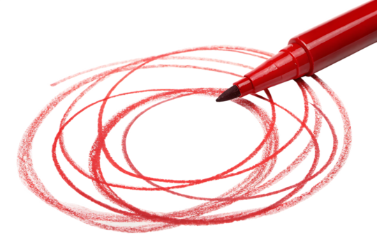 Grunge scribble circle, ellipse, lines, red marker isolated on white background - Powered by Adobe