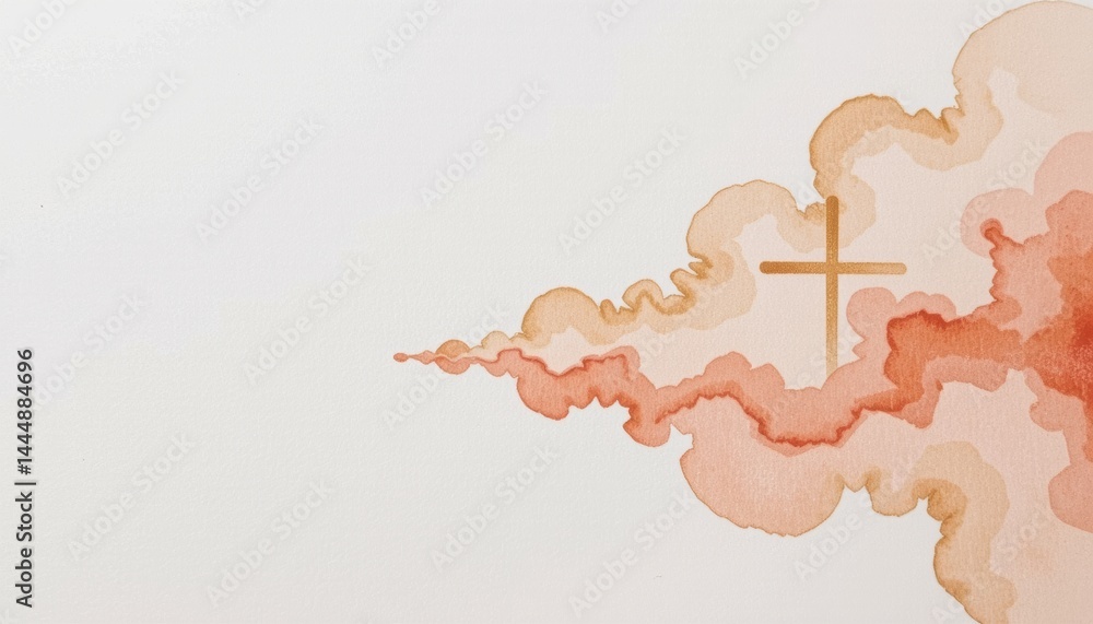 Poster abstract clouds with a cross in the center.