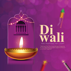 Vector illustration of Happy Diwali social media feed template
