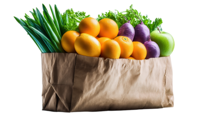 A green shopping bag with fresh groceries like tomatoes and cucumbers from the market