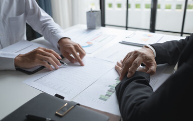 Business investor analyzing a valuation data forecast a investment project
