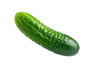 One whole cucumber floating in minimal composition, white studio background, high-resolution and natural color grading
