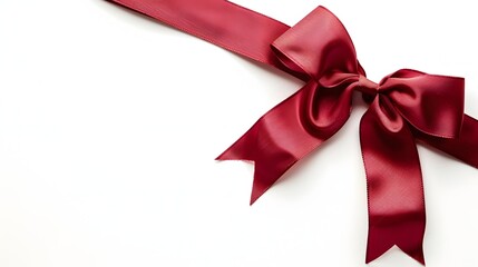 Elegant maroon ribbon bow on a white background.
