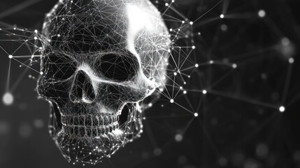 Skull, network, digital art