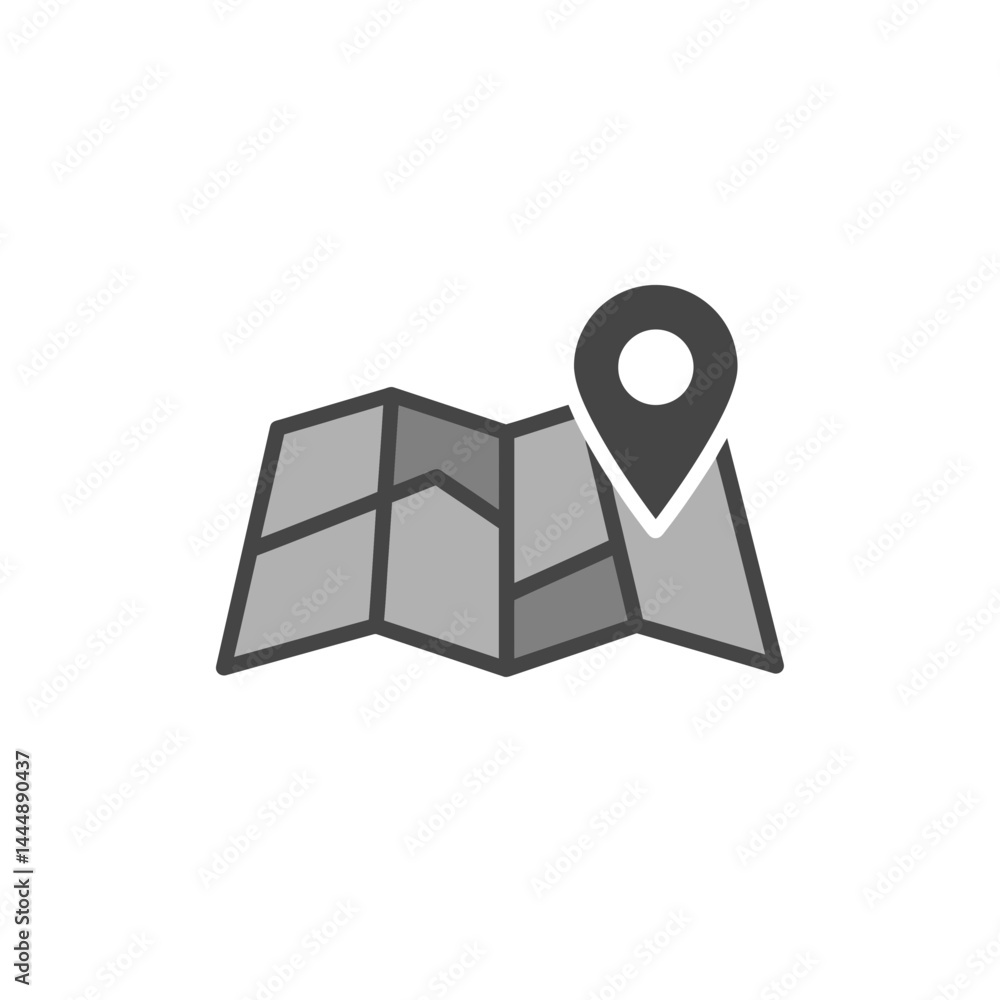 Poster navigating discovery: a stylized map adorned with a marker icon guides the viewer through an intrigu