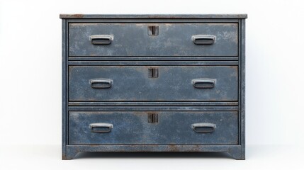 Rusted metal chest of drawers