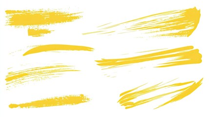 Golden Brush Strokes Abstract Yellow Paint Textures.