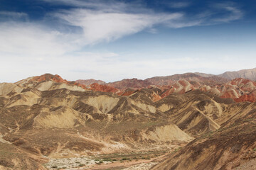 Scenery of Zhangye Danxia National Geopark (Rainbow Mountains) in Gansu, China