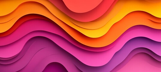 Fototapeta premium Abstract Background Vivid And Fluid Paper Layers In Warm Tones, Dynamic Waves On A Soft Gradient