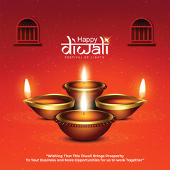 Vector illustration of Happy Diwali social media feed template written Hindi text means happy Diwali
