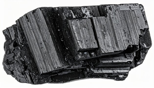 Raw Black Tourmaline Crystal Specimen Close Up Detailed Texture