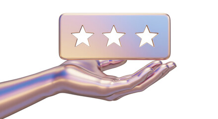 Isolated Hand Holding Stars Rating