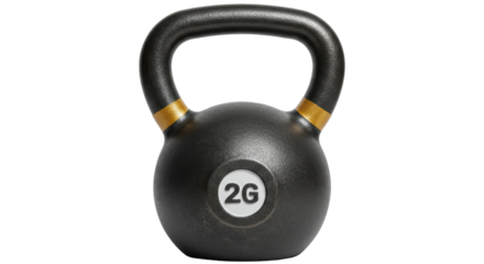 Isolated Black Kettlebell with Gold Trim