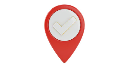 Isolated Location Pin with Check Mark Symbol