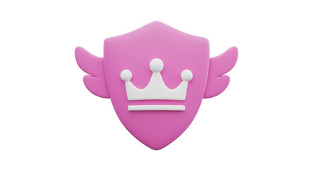Isolated Shield with Crown and Wings