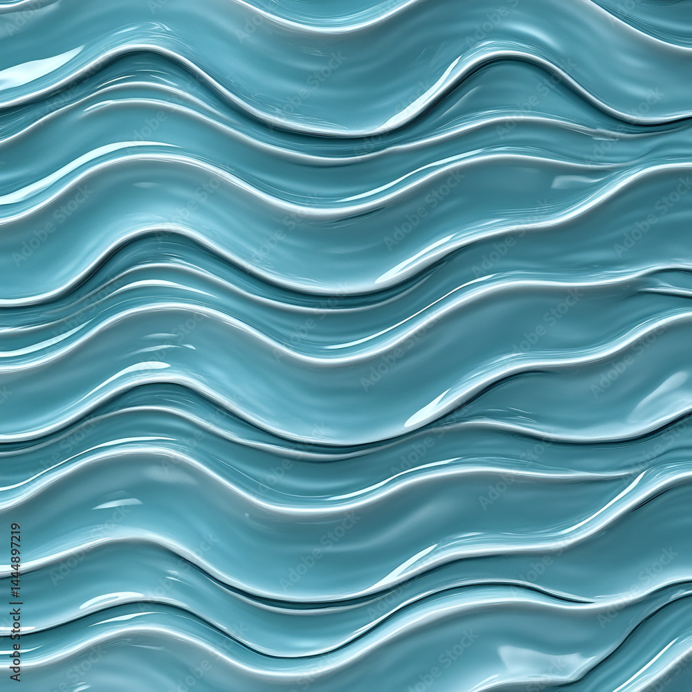 Poster gentle waves movement ocean surface abstract image blue color palette close-up view fluid dynamics c