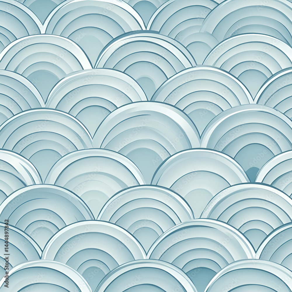 Poster elegant wave patterns in soft blue tones abstract design digital art calm environment aerial view