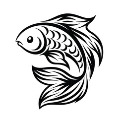 Obraz premium Decorative Monochrome of Swimming Fish with Stylized Fins and Scales