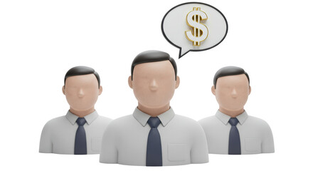 Isolated Team of Men with Idea of Money