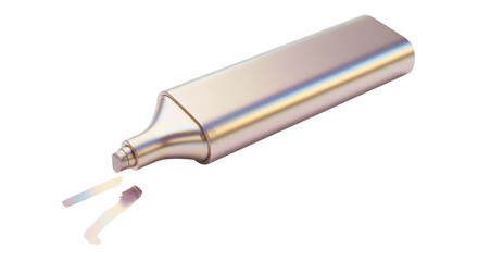 Isolated Highlighter with Shimmering Ink Marks