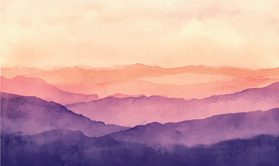 watercolor painting of the mountains background	
