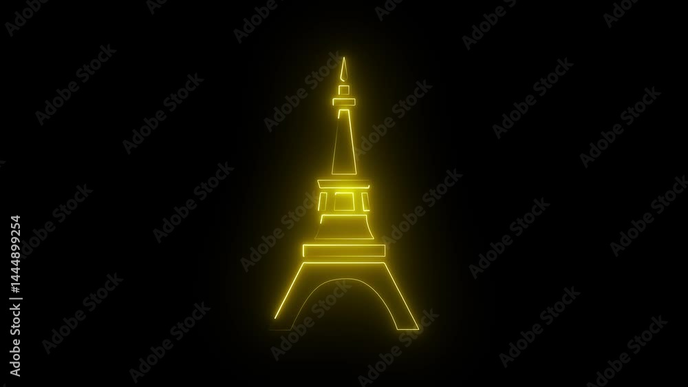 Aufkleber neon global networking tower icon , tower connective network and signal waves animation.