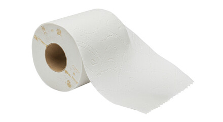 Isolated Roll of Embossed White Toilet Paper