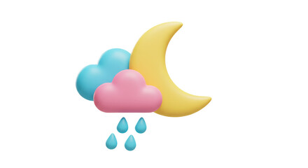 Isolated Weather Icon Moon Clouds and Rain