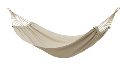 Isolated Beige Hammock Suspended in Mid-Air