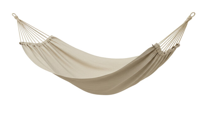 Isolated Beige Hammock Suspended in Mid-Air