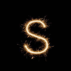 Bengal Sparkling Light Letter S Overlay - Dazzling Light Text Effect for Glamorous Designs. Perfect for Festive, Luxury and Celebration Projects.