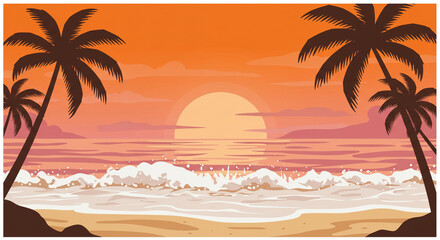 Obraz premium Tropical Sunset Serenity background 