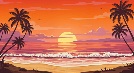 Fototapeta premium Tropical Sunset Serenity background 