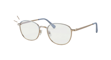 Isolated Stylish Eyeglasses with Golden and Blue Frames