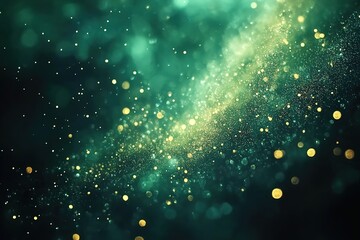 Fototapeta premium Glowing Emerald Green Bokeh Background with Sparkling Light Bursts and Elegant Blur Effects