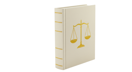 Isolated Law Book with Gold Scales of Justice