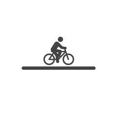 Cycling Icon: A minimalist icon depicts a cyclist riding a bicycle on a level path, representing movement, activity, and outdoor recreation.