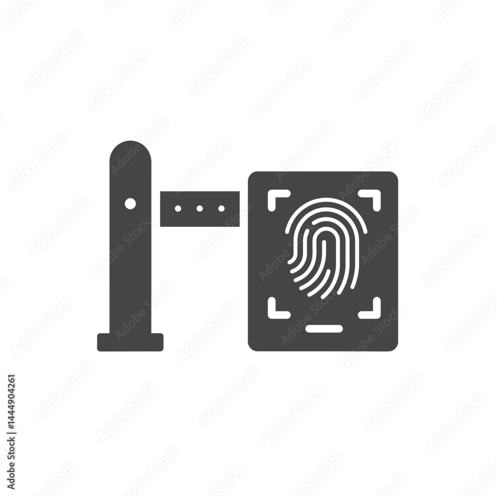 Poster security gate: a simplified representation of a biometric security gate, emphasizing the technology 