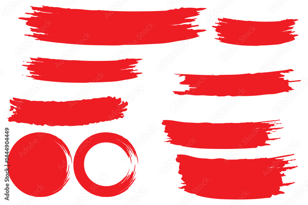 Poster set of different brush strokes. paintbrush vector collection. grunge texture stroke line.
