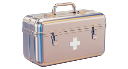 Isolated Chrome First Aid Kit with White Cross