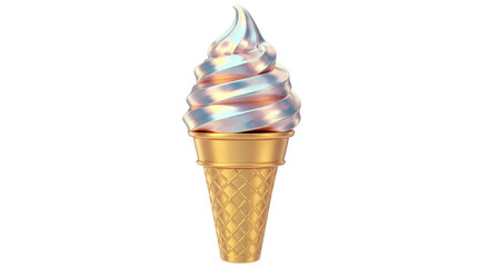 Isolated Metallic Ice Cream Cone