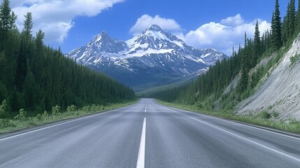 Fototapeta premium Majestic Mountain Road Trip Open Road Adventure.