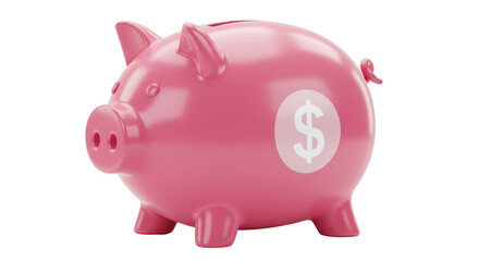 Isolated Pink Piggy Bank with Dollar Sign