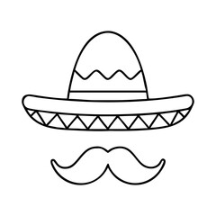 mexican sombrero hat with moustache icon