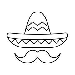 mexican sombrero hat with moustache icon