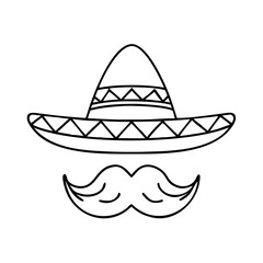 mexican sombrero hat with moustache icon