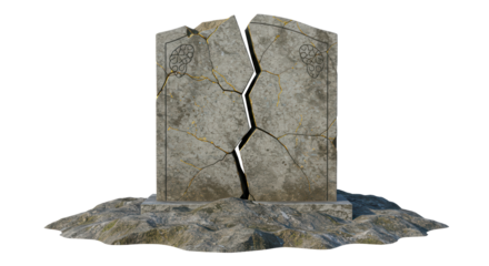 Isolated Broken Gravestone Monument